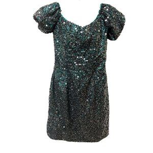 Daniella Green Black vintage Sequin Mini Dress size 8 Feminine Plus Bra Cup